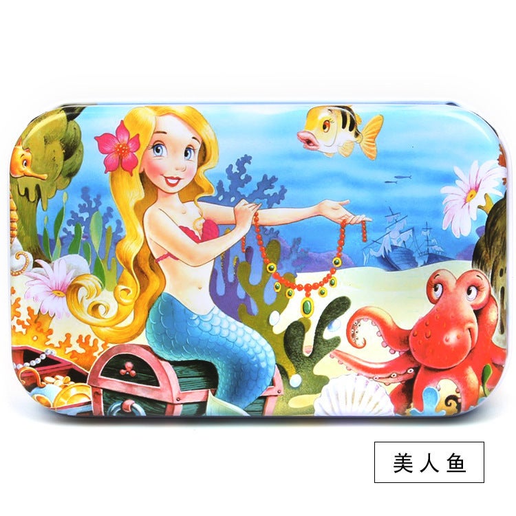 Wooden Puzzle Small Cans Gift Box Children'S Puzzle Puzzle 60 Pieces Iron Boxed Kindergarten Early Education Wooden Toys For Hair - Image 5